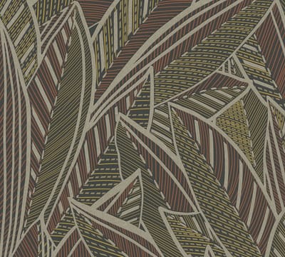 PALMBLADEREN BEHANG | Botanisch - Bruin Geel Rood Zwart - A.S. Création French Affair