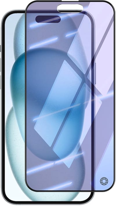 Force Case, Screenprotector geschikt voor iPhone 15 - Anti-Blue Light Organic Glass 2.5D, Transparant