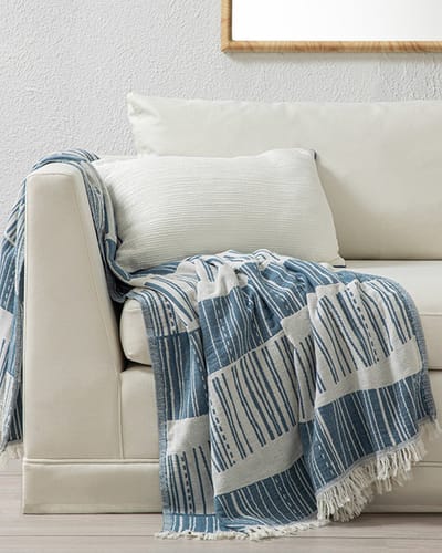 English Home - 100% Katoenen Sprei - voor Sofa, Bed, Bank Cover - 130x170cm -Groenblauw