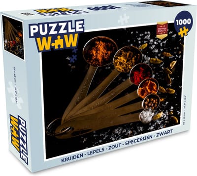 Puzzel Kruiden - Lepels - Zout - Specerijen - Zwart - Legpuzzel - Puzzel 1000 stukjes volwassenen