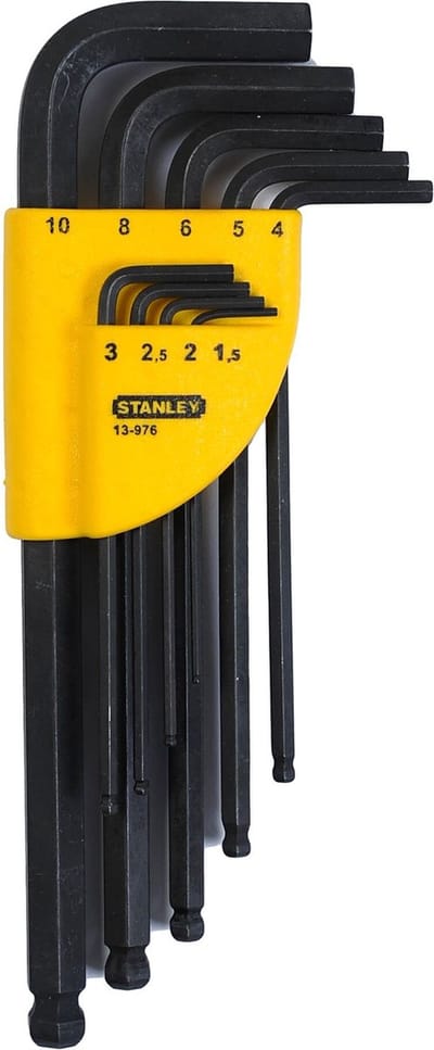 STANLEY Haakse schroevendraaierset 1.5 mm, 2 mm, 2.5 mm, 3 mm, 4 mm, 5 mm, 6 mm, 8 mm, 10 mm 9-delig