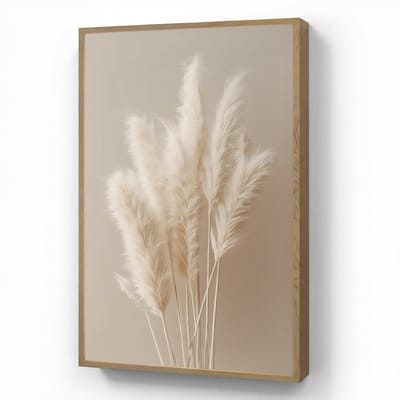 Wandlamp 60x90 cm - Oplaadbaar - Pampasgras - Pluimen - Pastel - Wit - Wandlampen binnen woonkamer - Slaapkamer lamp - Decoratieve nachtlamp - Vloerlamp draadloos