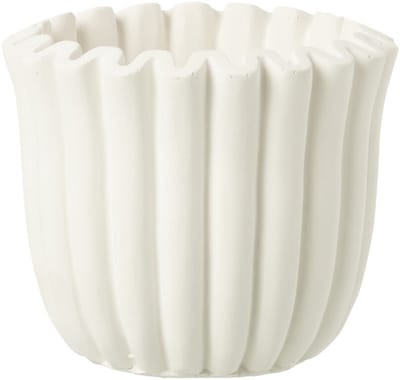 J-Line bloempot Geribbeld - cement - wit - small