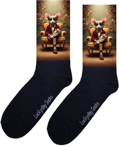 Muis - Valentijns Cadeau - Grappige sokken - Leuke sokken - Hem Haar sokken - Vrolijke sokken - Sint cadeau - Vaderdag - Moederdag - Verjaardag cadeau - Kerst cadeau - Leuk Cadeau - Retro - Vintage - Oldskool - Printsokken - Socks maken Happy - 37-44