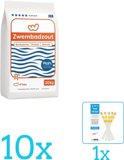 WEAU - Zwembadreinigingsmiddel - Zwembadzout - 20 kg - Volumebundel - Zwembadzout - 10-delig