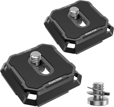 Set van 2 Snelle Ontgrendelingsplaten 38 mm voor Camera's, Arca Swiss Compatibel, Ideaal voor Statief en Schouderriem, Inclusief Anti-Off Washers