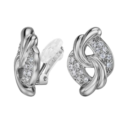 Traveller Clip Oorbellen - Oorclips Dames - Zilverkleurig - Kristallen - Preciosa Crystals - Geplatineerd - 20 x 13 mm - 157783