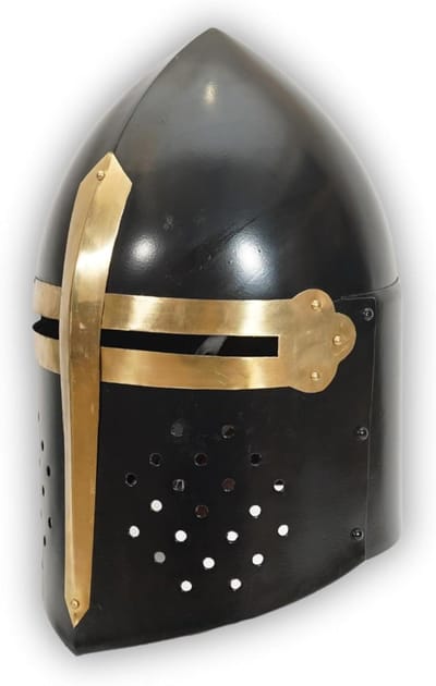 Ridderhelm - Kruisvaardershelm - Historische Re-enactment - Zwart Gekruist Ontwerp - 181 kg - Mat Zwart