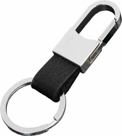 Fako Bijoux - Sleutelhanger - Metaal & PU Leer - Rond - Zilverkleurig