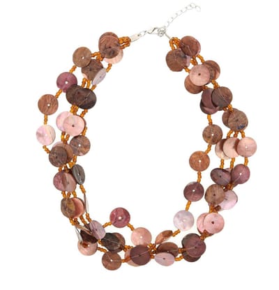 Behave - Korte Schelpenketting Dames Bruin Roze - Zomerse Strandstijl