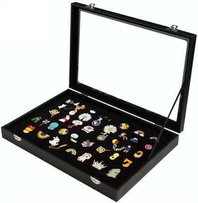 vitrine, 28 x 20 cm broche sieraden opbergdoos, verzegeld en stofdicht, opslag voor medailles, ordebadges, sieraden, oorbellen en halskettingen