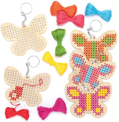 Ross AT877 Vlinder Sleutelhangers Borduren (5 stuks) Knutselspullen en Knutselsets voor Kinderen
