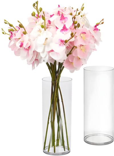 Giftdecor Bloemenvaas - 2x - helder acrylglas - D12 x H30 cm - cilinder - boeketvaas - 3,4 liter