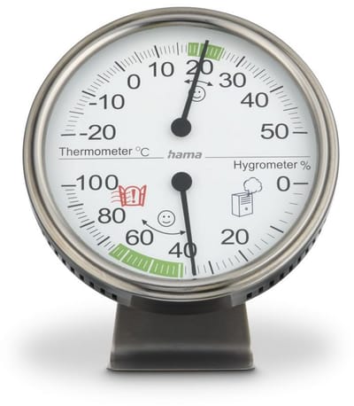 Analoge Thermometer en Hygrometer voor Binnenklimaat Meten Ø 11 cm Zilverkleurig