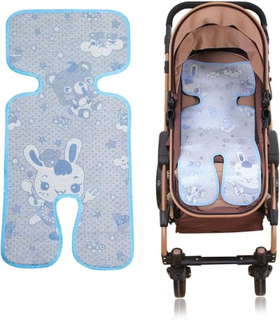 Ademend Zomerkussen voor Kinderwagen - Beschermende Stoelkussen voor Buggy, Pram en Autostoel - 73 x 33 cm, Blauw, Comfortabel en Ondersteunend
