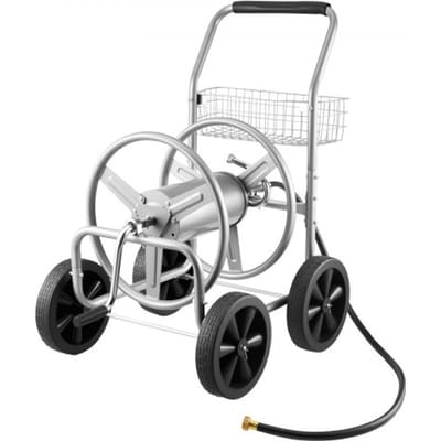 VEVOR Slanghaspelwagen, 1,5 cm X 91 M Geschikt voor Slang, Mobiel Gereedschap met 4 Wielen, Robuust Gepoedercoat Staal voor Buiten met Opbergmand voor Tuin, Tuin, Gazon