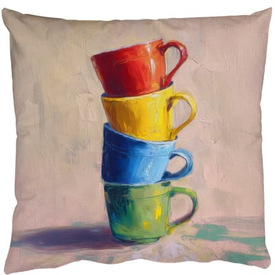 Sierkussens - Kussentjes Woonkamer - 50x50 cm - Mokken - Gestapeld - Keramiek - Kleurrijk