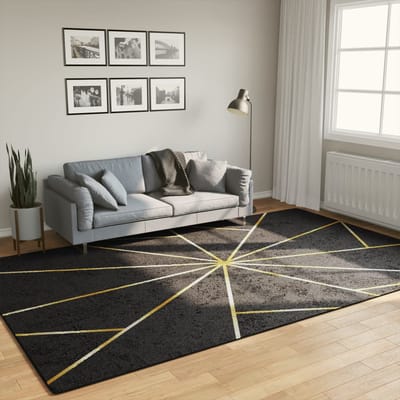 vidaXL - Vloerkleed - wasbaar - 190x300 - cm - zwart - en - goudkleurig