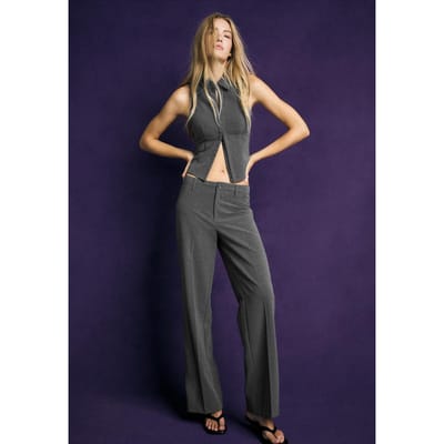Stradivarius Mouwloze top met drukknopen  Donkergrijs XS
