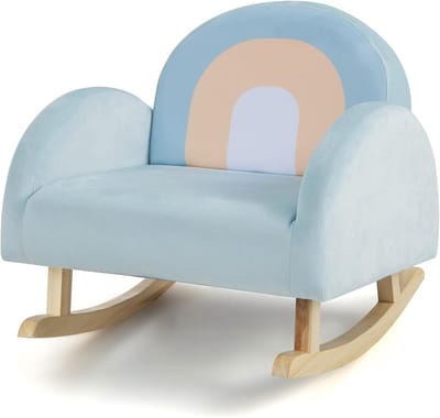 Comfortabele Houten Schommelstoel voor Kinderen (3-5 Jaar) - Zacht Fluweel en Veilig Ontwerp
