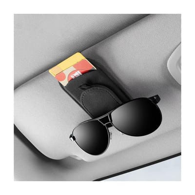 Dailygoods- Zonnebrilhouder met magnetische sluiting - Brillenhouder voor autovizier - Universele brillenkoker - Zacht leer - Compacte afmetingen 11 x 7 cm