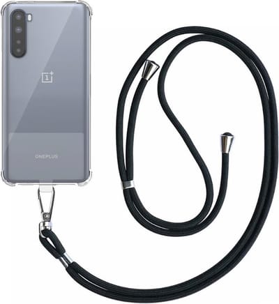 Telefoonhoesje Geschikt voor OnePlus Nord Transparant ShockProof met Afneembaar Universeel Telefoonkoord - Cover Case Siliconen ShockProof with Lanyard - Smartphonica geschikt voor OnePlus Nord