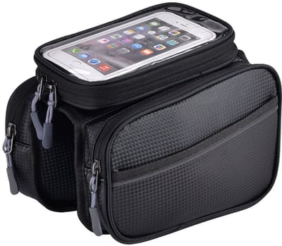 Fietstas - Voorframetas - Telefoontas voor de fiets - Frametas - Fietsaccessoires - Voorframetas voor mountainbikes - 16*20*13 cm - Zwart