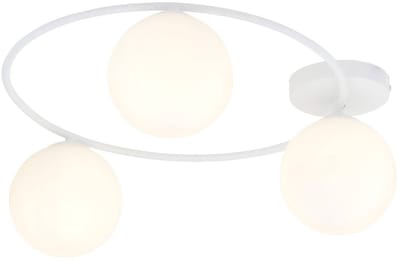Euluna - plafondlamp - 3lichts - staal, glas - H: 20 cm - E14 - wit, opaal wit