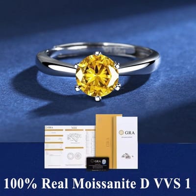 Echte Moissanite 6-klauw Ring D VVS1 Slaagt voor Diamant Test Pen Verstelbare Maat S925 Zilver GRA Certificaat Trouwringen voor Vrouwen blue