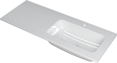 INK® Faktor wastafel polystone rechts met 1 kraangat, 120x45x1,5cm, glans wit