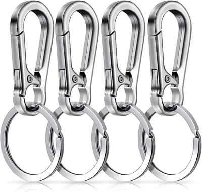 Thijox - Metalen Sleutelhanger Karabijnhaak Organiser 4 Stuks Zinklegering Zilver M - Ideaal voor Camping, Feest, Sleutels en Buitenshuis Gebruik