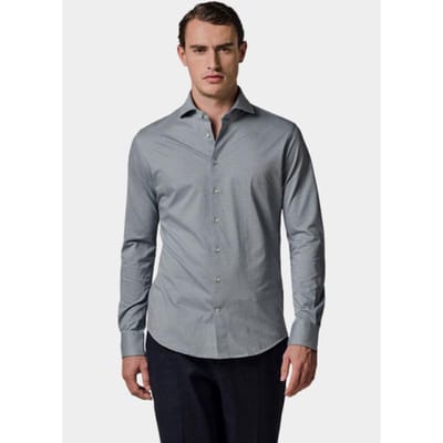 Profuomo slim fit heren overhemd - jersey - grijs - Strijkvriendelijk - Boordmaat: 44 (EU maat: XL)