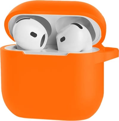 Scoby - Hoesje Geschikt voor AirPods 4 - Siliconen Case - Beschermhoes - AirPods Case Cover - Compact - Oranje