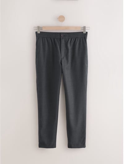 Next - Heren - Formele broek met elastische tailleband en rijke textuur van wol - Grijs