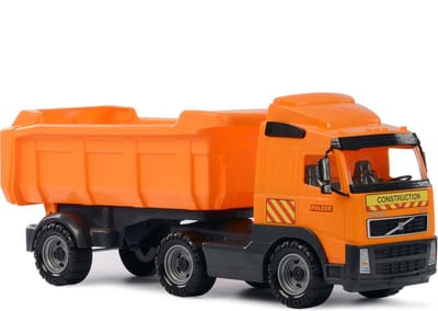 Polesie Toys Speelgoed kiepwagen auto - oranje - 59 cm - voor kinderen - vrachtwagen met laadklep/oplegger