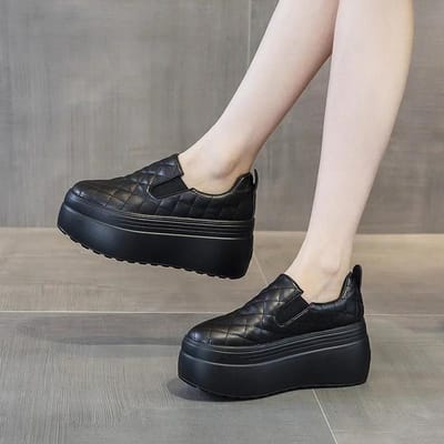 Witte 8cm Naaien Echt Leer Platform Sleehak Vrouwen Sneakers Chunky Lente Herfst Vrouwen Casual Gevulkaniseerde Comfortabele Schoenen 39