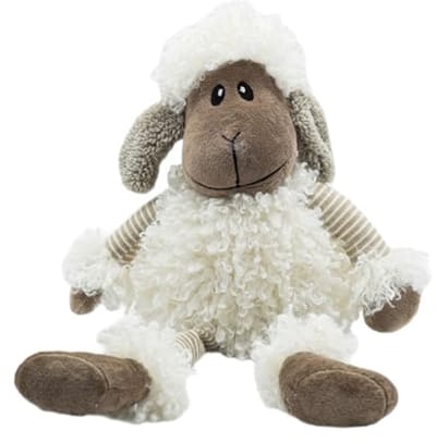 Deurstopper Schaap met Hangende Benen - 26 cm - Wit/Bruin