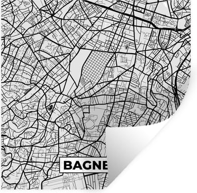Muurstickers - Sticker Folie - Stadskaart - Frankrijk - Kaart - Bagneux - Plattegrond - 100x100 cm - Plakfolie - Muurstickers Kinderkamer - Zelfklevend Behang XXL - Zelfklevend behangpapier - Stickerfolie