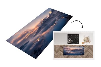 Keukenloper - Loper keuken - Winters landschap bij zonsondergang - 120x50 cm - Keukenloper vinyl