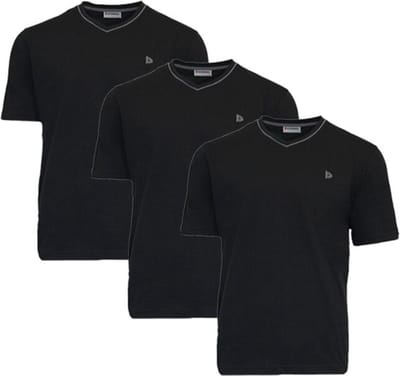 3-Pack Donnay - T-shirt (Jason) - Sportshirt - V- Hals shirt - Heren - Black (020) - maat S