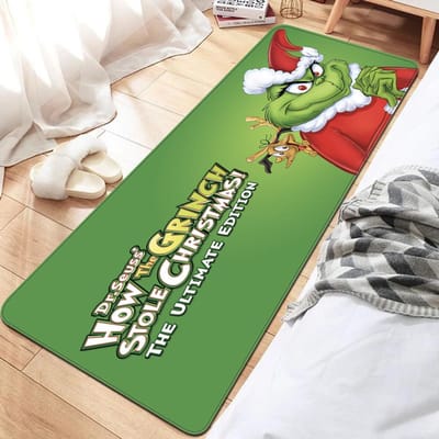 G-GrinchS Vrolijk Kerstfeest Hal Tapijt Wasbaar Antislip Woonkamer Bank Stoelen Gebiedsmat Keuken Deurmat Gebiedskleed 40x120cm