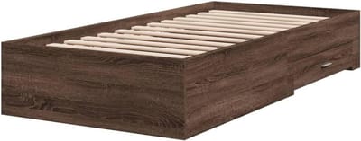Bedframe met lades - Opbergbed 1-persoons - Slaapkamer inrichten - Stevige lattenbodem - 100x200 cm - Bruin eikenkleur