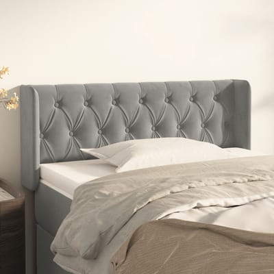 vidaXL - Hoofdbord - met - randen - 93x16x78/88 - cm - fluweel - lichtgrijs