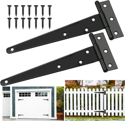 Dailygoods - Set van 2 Zwart Deurscharnier voor Buiten, 300 mm, Lading Riem, Scharnier, Zwart, Tuinpoort Hardware met Houtverbinding, Tuin Hangs, Poedercoating, Poort, Scharnieren, Poortbinders