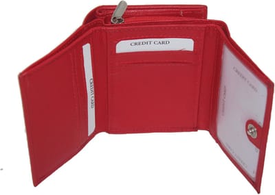Leren rits portemonnee / compacte Tri-fold ritsportemonnee / beurs met rits voor muntgeld in rood, paars, roze, groen, navy, blauw, zwart leer / 134