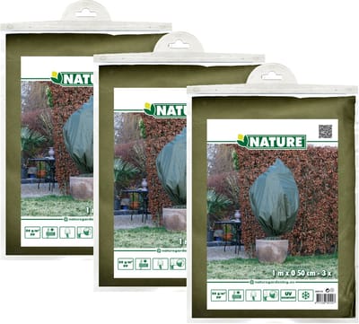 9x stuks nature plantenhoes met trekkoord - 3 stuks - h100 x d50 cm - groen - anti-vorst beschermhoes