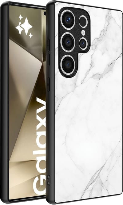 Smartphonica Telefoonhoesje geschikt voor Samsung Galaxy S24 Ultra met marmer opdruk - TPU backcover case marble design - Zilver geschikt voor Samsung Galaxy S24 Ultra