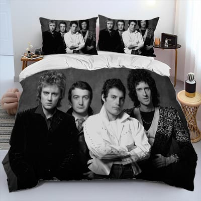 Freddie Mercury Queen-Rock-Band Dekbed Dekbedovertrek Beddengoed Set Dekbedhoes Bedset Dekbedhoes Kussensloop King Queen Maat Beddengoed Set 220*240cm 3pcs
