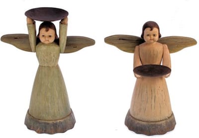 2x Engeltje met theelichthouder voor en hoog, 2ass 17,5x10x22cm