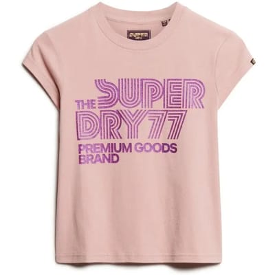 Superdry - T-shirt met retro-glitterlogo - Dames - T-shirts